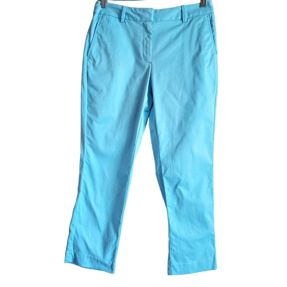 LANDS END Women's 10 Crop Chino Pants Mid Rise Straight Light Blue Waist 30"